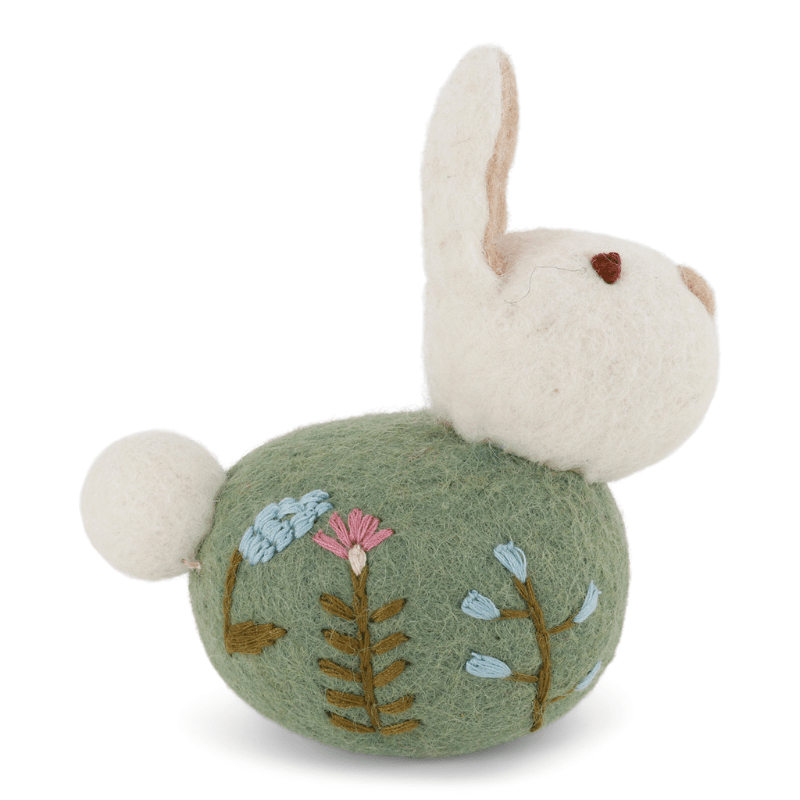 Sitting Bunny with Flower Embroidery by Én Gry &amp; Sif - Maude Kids Decor