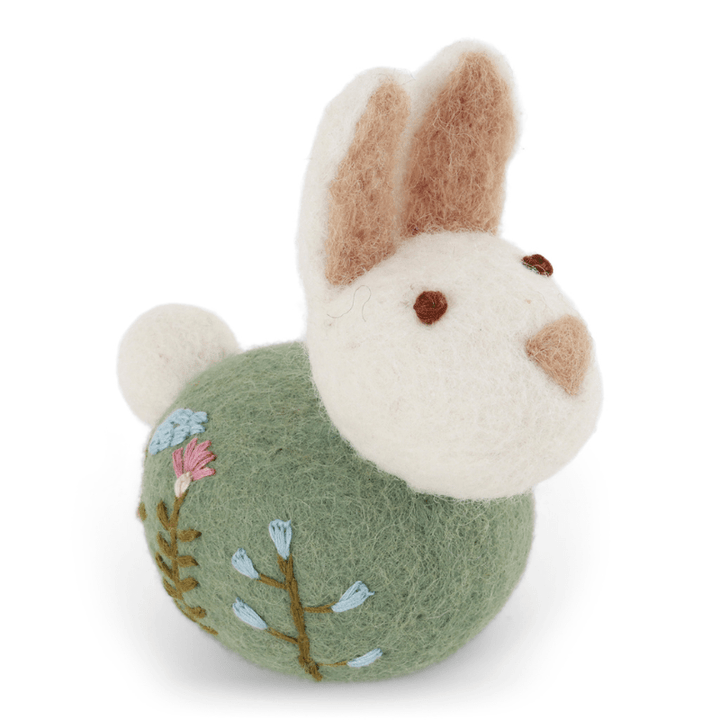 Sitting Bunny with Flower Embroidery by Én Gry &amp; Sif - Maude Kids Decor