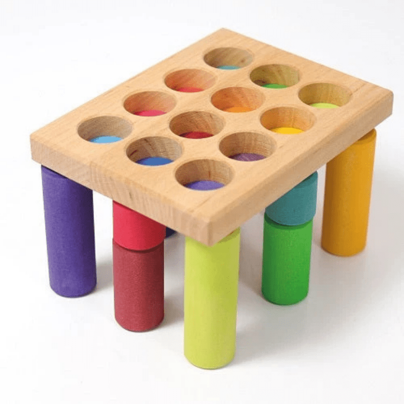 Sorting Board with Rollers | Rainbow (12pcs) by Grimms Spiel und Holz Design - Maude Kids Decor