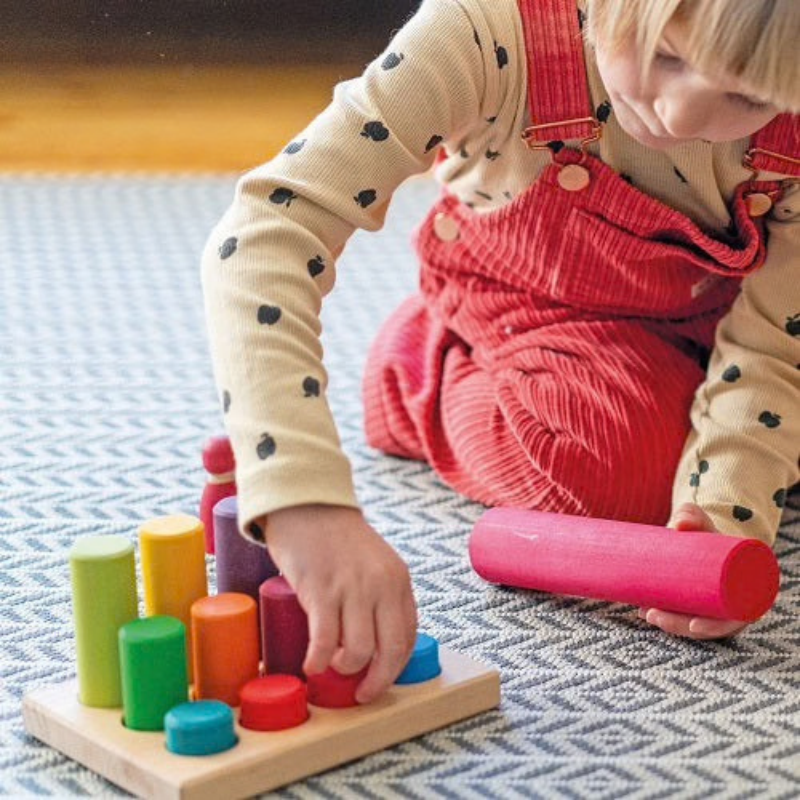 Sorting Board with Rollers | Rainbow (12pcs) by Grimms Spiel und Holz Design - Maude Kids Decor