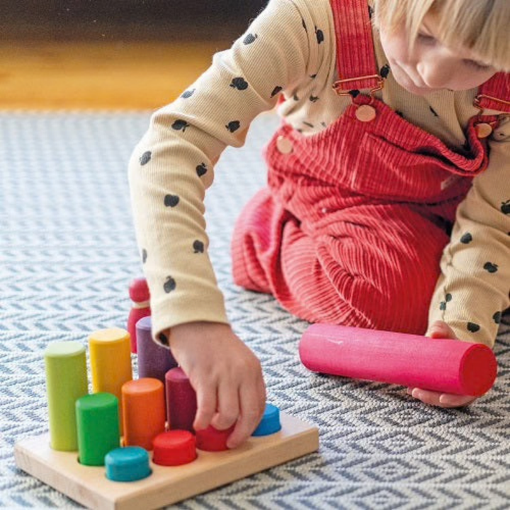 Sorting Board with Rollers | Rainbow (12pcs) by Grimms Spiel und Holz Design - Maude Kids Decor