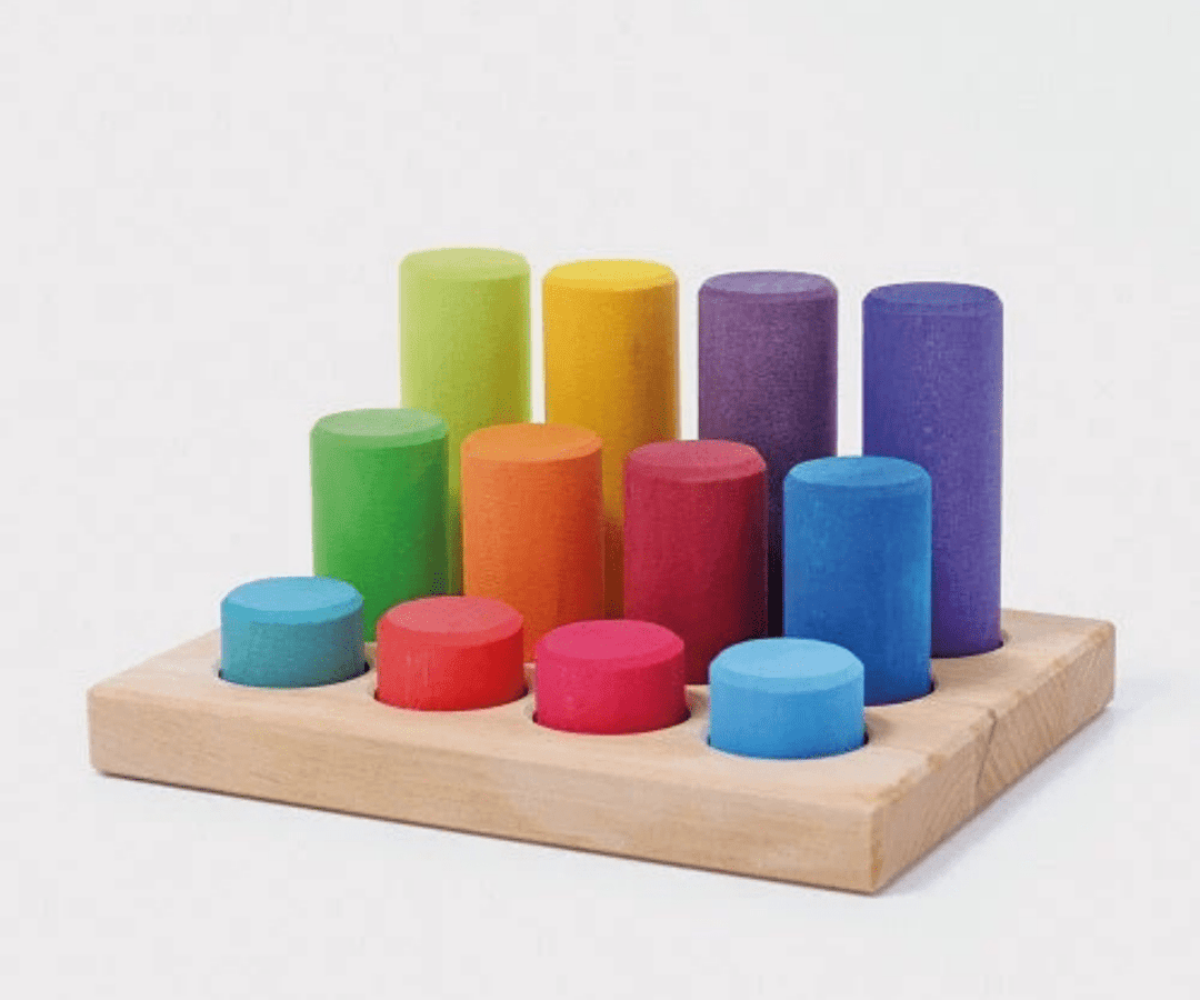 Sorting Board with Rollers | Rainbow (12pcs) by Grimms Spiel und Holz Design - Maude Kids Decor