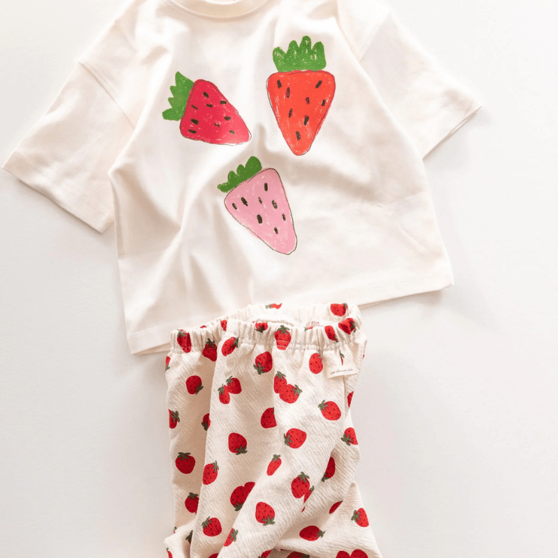 Strawberries Tee by Pigeon Said Please - Maude Kids Decor