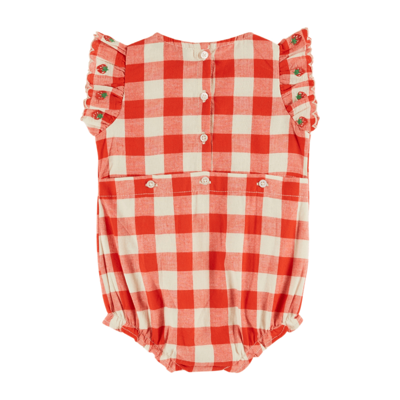 Strawberry Embroidered Romper | Vichy Rouge by Émile et Ida - Maude Kids Decor
