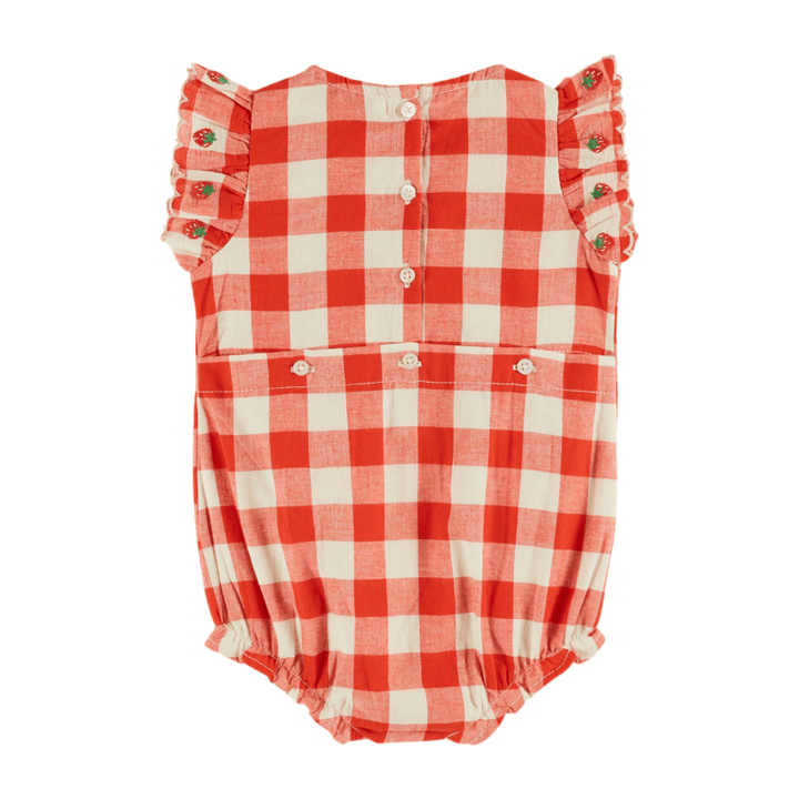 Strawberry Embroidered Romper | Vichy Rouge by Émile et Ida - Maude Kids Decor
