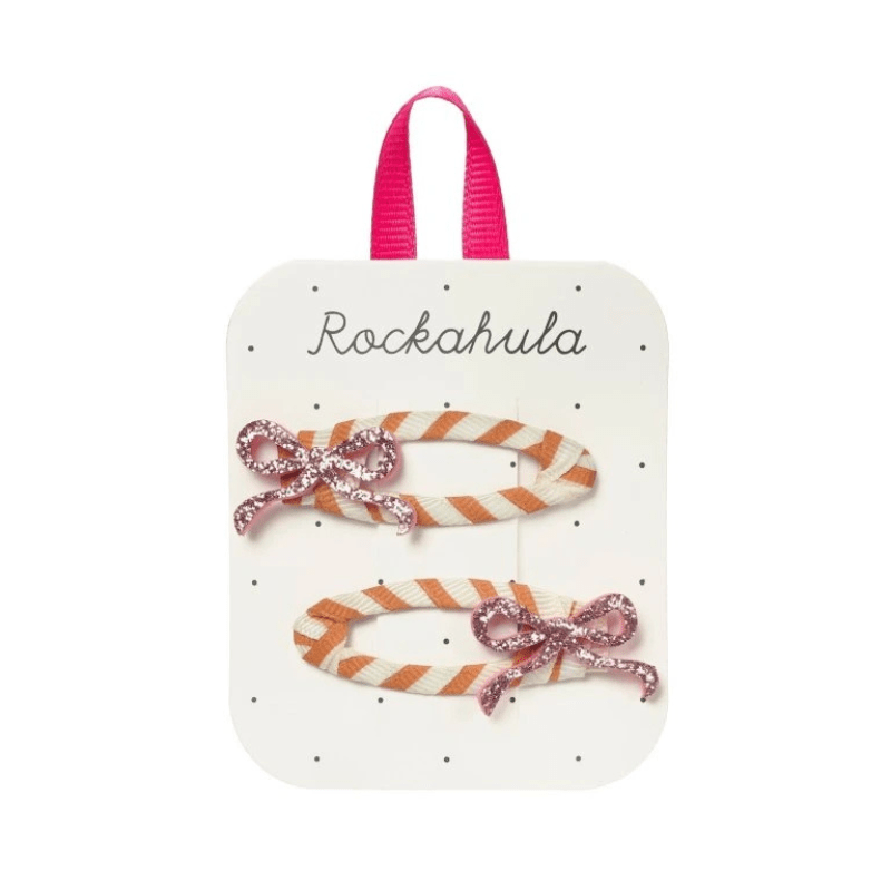 Stripy Glitter Bow Clips by Rockahula - Maude Kids Decor