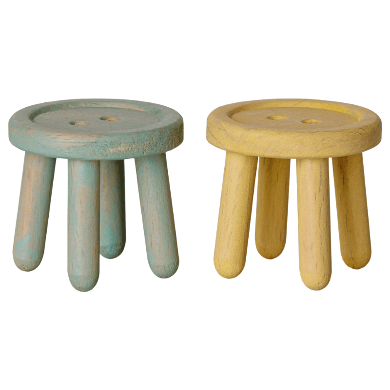 Table and Stool Set, Mouse Mint/Light Yellow by Maileg - Maude Kids Decor