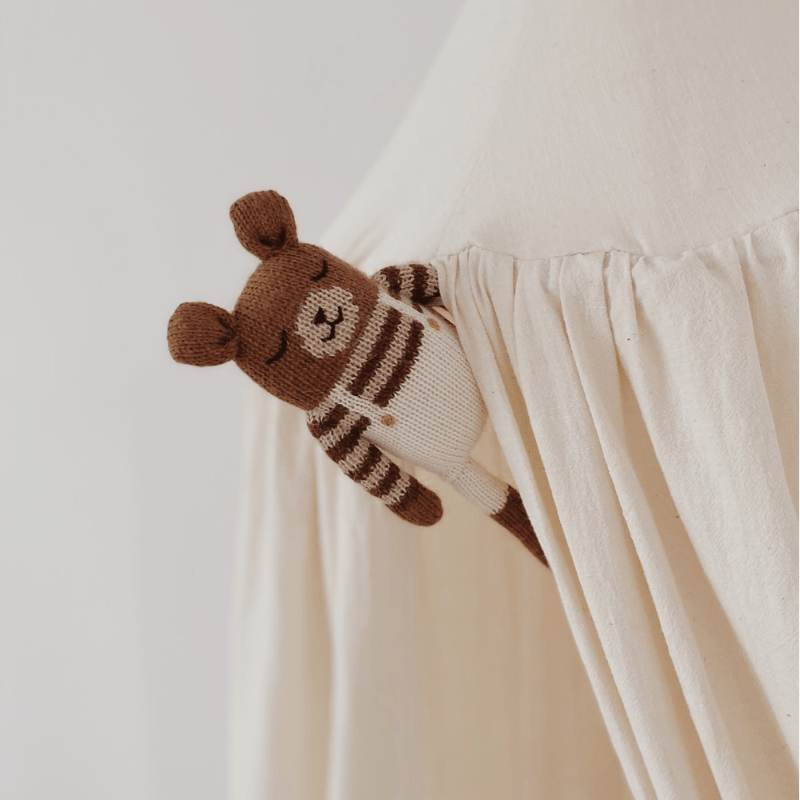 Teddy Alpaca Knit Toy | Ecru Overalls by Main Sauvage - Maude Kids Decor