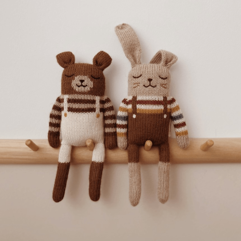 Teddy Alpaca Knit Toy | Ecru Overalls by Main Sauvage - Maude Kids Decor