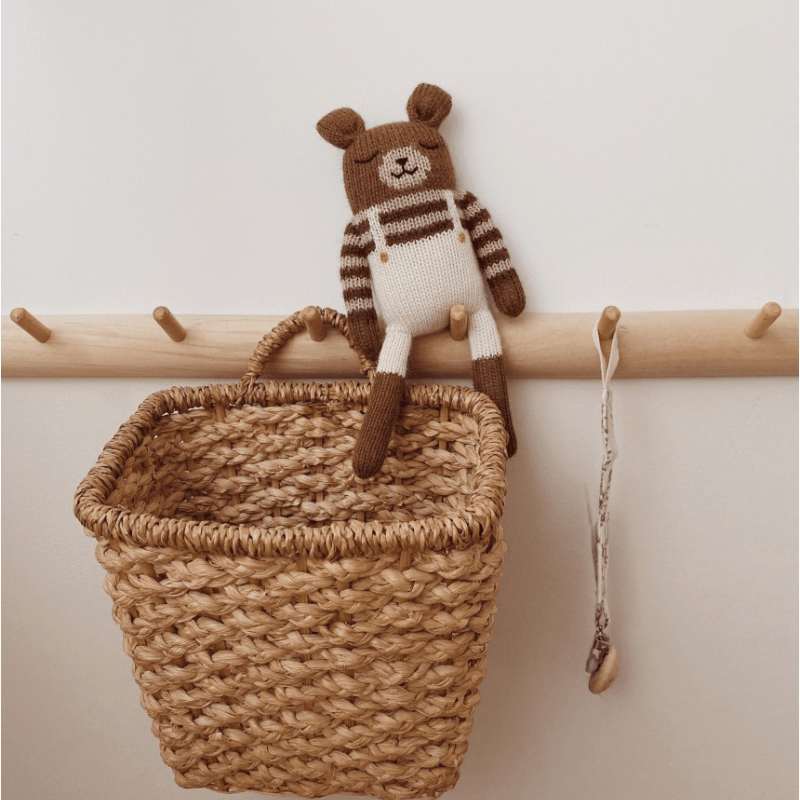 Teddy Alpaca Knit Toy | Ecru Overalls by Main Sauvage - Maude Kids Decor