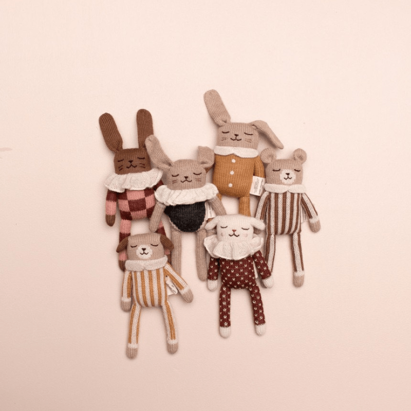 Teddy Alpaca Knit Toy | Nut Striped Jumpsuit by Main Sauvage - Maude Kids Decor