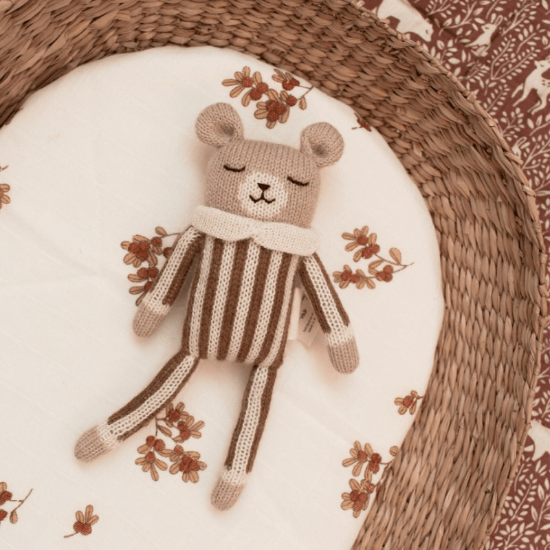 Teddy Alpaca Knit Toy | Nut Striped Jumpsuit by Main Sauvage - Maude Kids Decor