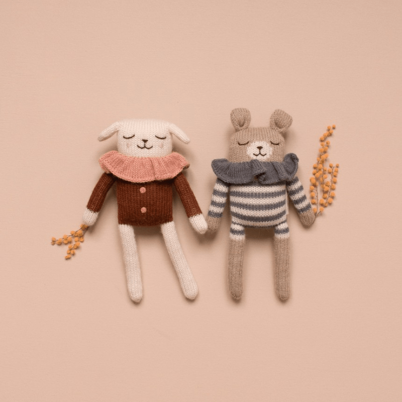 Teddy Alpaca Knit Toy | Slate Striped Romper by Main Sauvage - Maude Kids Decor