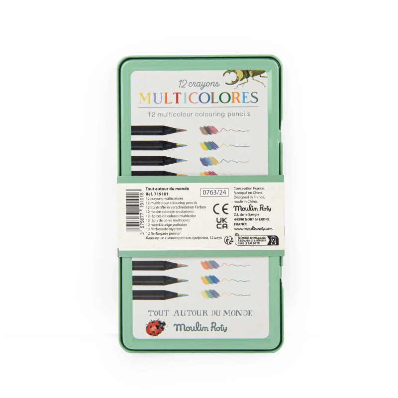 Tout Autour du Monde | 12 Multi - Coloured Pencils and Cards by Moulin Roty - Maude Kids Decor