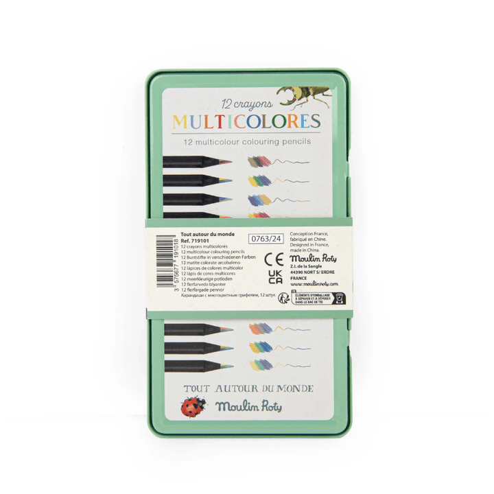 Tout Autour du Monde | 12 Multi - Coloured Pencils and Cards by Moulin Roty - Maude Kids Decor