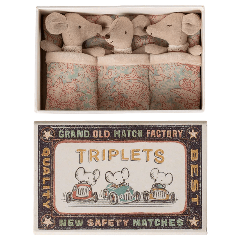 Triplets, Baby Mice in Matchbox by Maileg - Maude Kids Decor