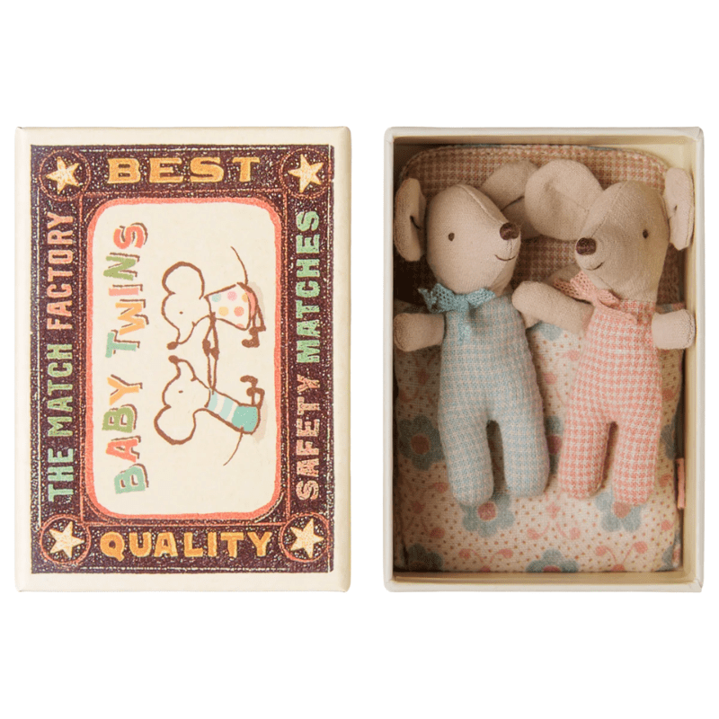 Twins, Baby Mice | Checker in Matchbox by Maileg - Maude Kids Decor