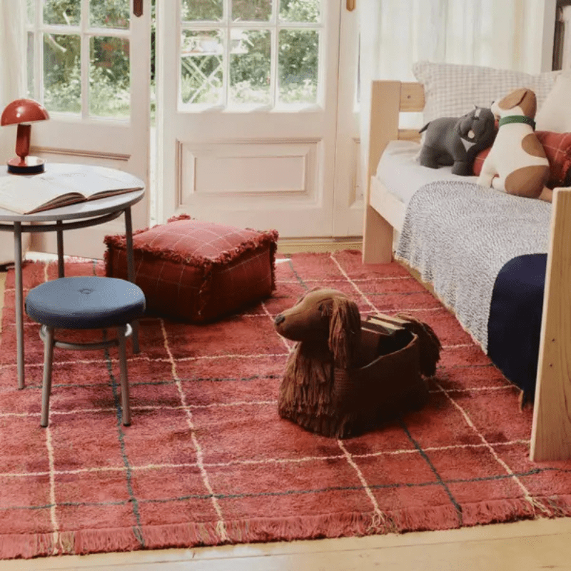 Washable Rug Tartan | Vintage Red by Lorena Canals - Maude Kids Decor