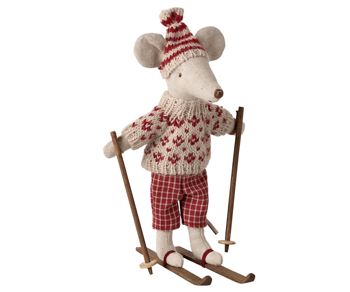 Winter Mouse with Ski Set by Maileg - Maude Kids Decor