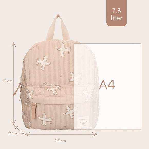 Wonderful Worlds Kids Backpack (7.3L) | Beige Airplanes by Kidzroom - Maude Kids Decor