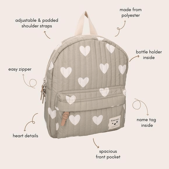 Wonderful Worlds Kids Backpack (7.3L) | Green Hearts by Kidzroom - Maude Kids Decor