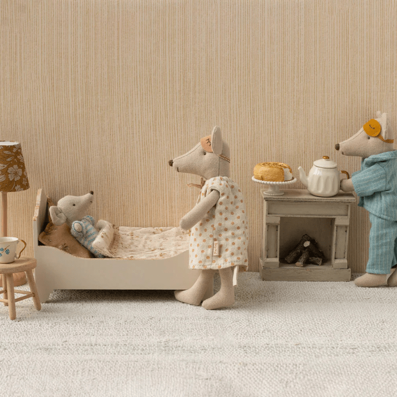 Wooden Bed, Mouse | Off White by Maileg - Maude Kids Decor