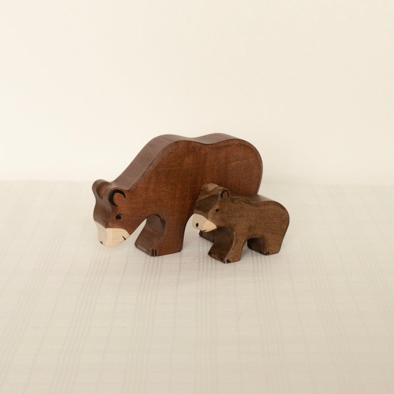 Wooden Brown Bear Figurine | Feeding by Holztiger - Maude Kids Decor
