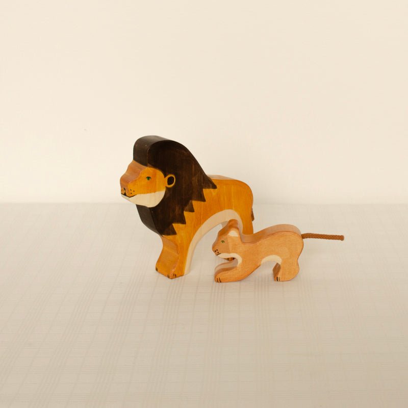 Wooden Lion Figurine | Small Playing by Holztiger - Maude Kids Decor