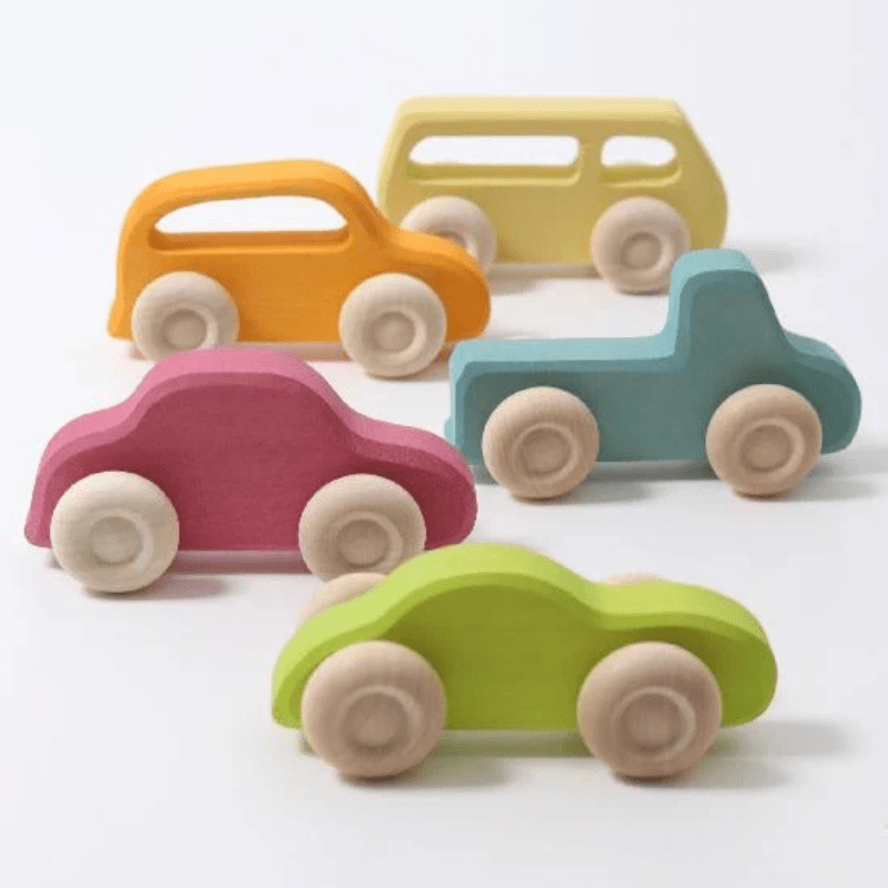 Wooden Slimline Cars (5pcs) by Grimms Spiel und Holz Design - Maude Kids Decor
