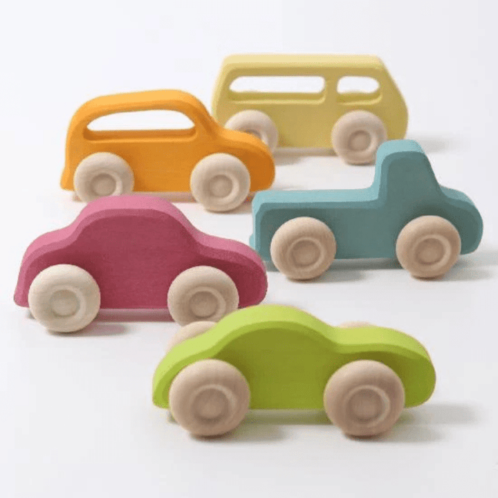 Wooden Slimline Cars (5pcs) by Grimms Spiel und Holz Design - Maude Kids Decor