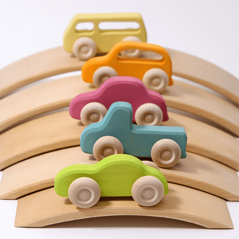 Wooden Slimline Cars (5pcs) by Grimms Spiel und Holz Design - Maude Kids Decor