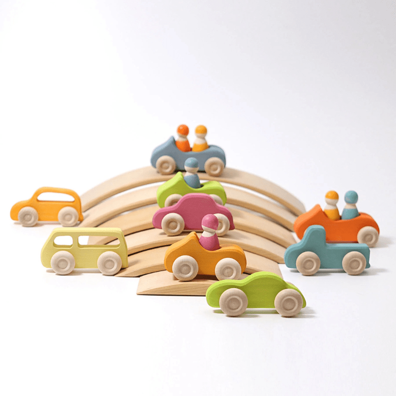 Wooden Slimline Cars (5pcs) by Grimms Spiel und Holz Design - Maude Kids Decor