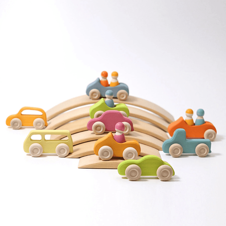 Wooden Slimline Cars (5pcs) by Grimms Spiel und Holz Design - Maude Kids Decor
