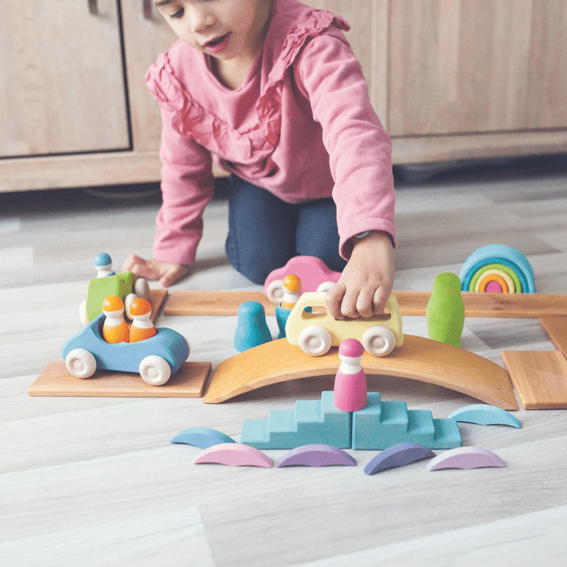 Wooden Slimline Cars (5pcs) by Grimms Spiel und Holz Design - Maude Kids Decor