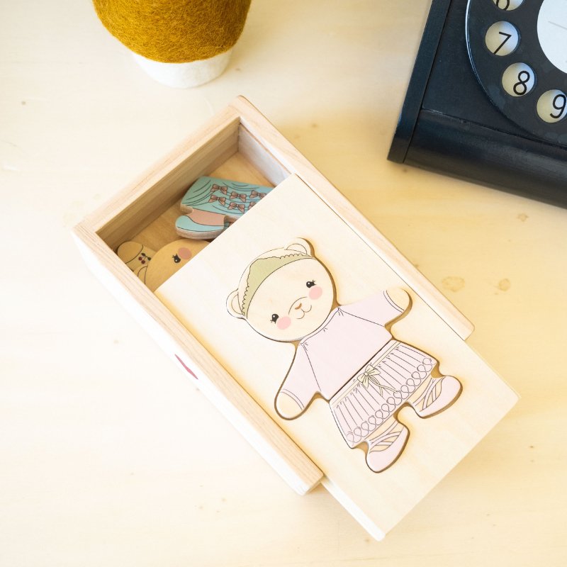 Wooden Teddy Dress Up Puzzle by Konges Sløjd - Maude Kids Decor