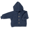 Wool Fleece Jacket With Wooden Buttons, IVN Best | Blue Mélange by Engel Natur - Maude Kids Decor
