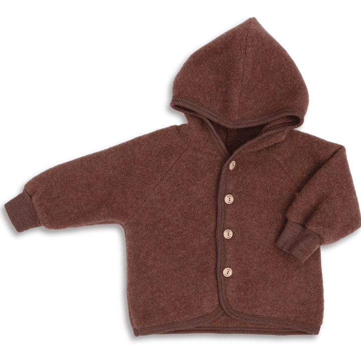 Wool Fleece Jacket With Wooden Buttons, IVN Best | Cinnamon Mélange by Engel Natur - Maude Kids Decor