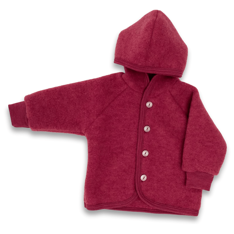 Wool Fleece Jacket With Wooden Buttons, IVN Best | Jasper Mélange by Engel Natur - Maude Kids Decor