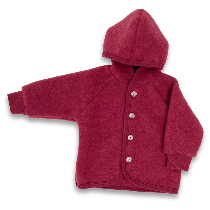 Wool Fleece Jacket With Wooden Buttons, IVN Best | Jasper Mélange by Engel Natur - Maude Kids Decor