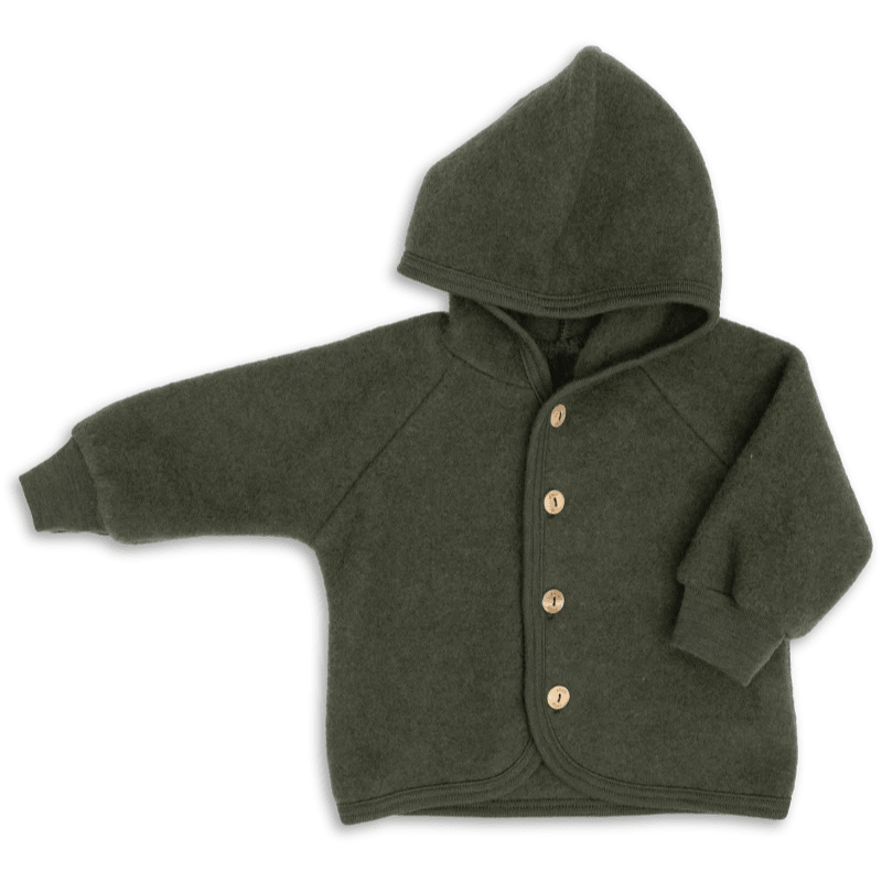Wool Fleece Jacket With Wooden Buttons, IVN Best | Reed Mélange by Engel Natur - Maude Kids Decor