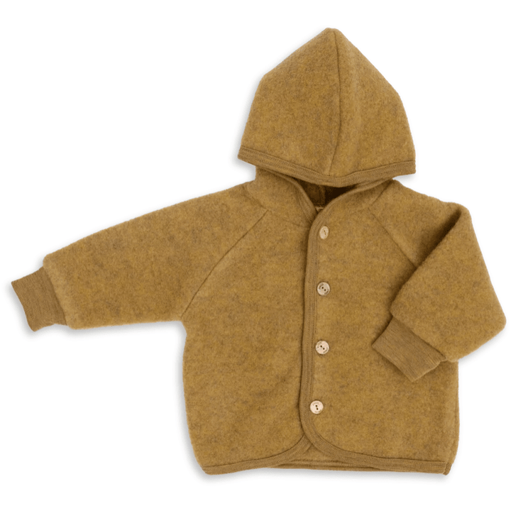 Wool Fleece Jacket With Wooden Buttons, IVN Best | Saffron Mélange by Engel Natur - Maude Kids Decor