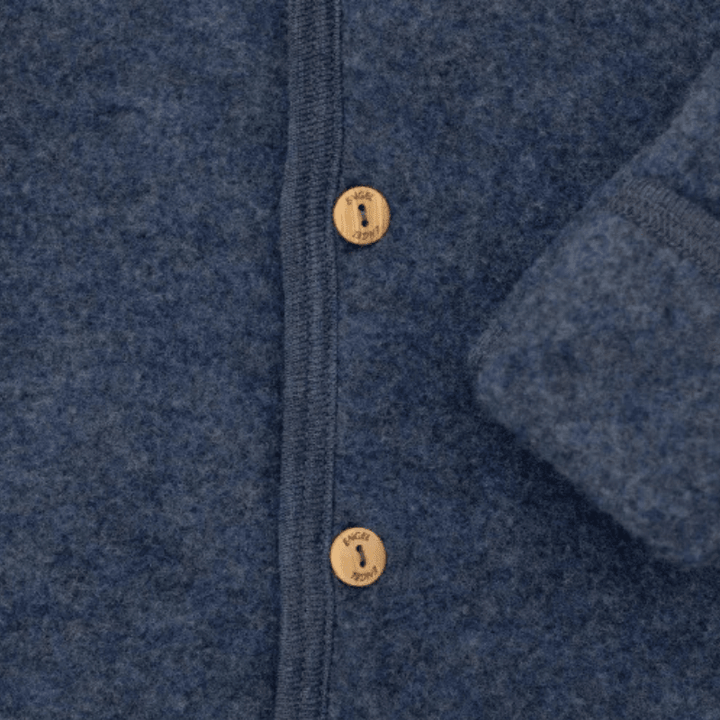 Wool Hooded Baby Overall With Buttons and Cuffs, IVN Best | Blue Mélange by Engel Natur - Maude Kids Decor