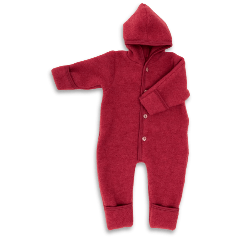 Wool Hooded Baby Overall With Buttons and Cuffs, IVN Best | Jasper Mélange by Engel Natur - Maude Kids Decor