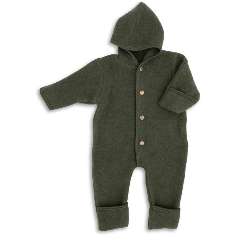 Wool Hooded Baby Overall With Buttons and Cuffs, IVN Best | Reed Mélange by Engel Natur - Maude Kids Decor