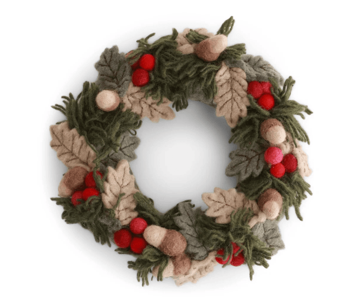 Wreath with Red Berries, Leaves and Acorns by Én Gry &amp; Sif - Maude Kids Decor
