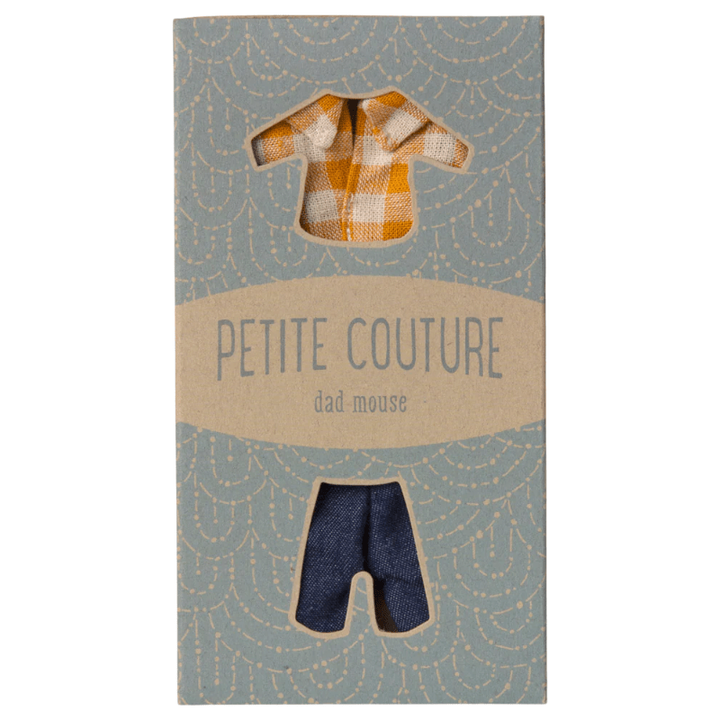 Yellow Checked Shirt and Pants for Dad Mouse by Maileg - Maude Kids Decor