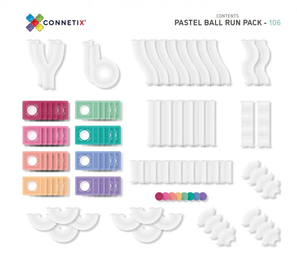 106 Piece Pastel Ball Run Pack by Connetix - Maude Kids Decor
