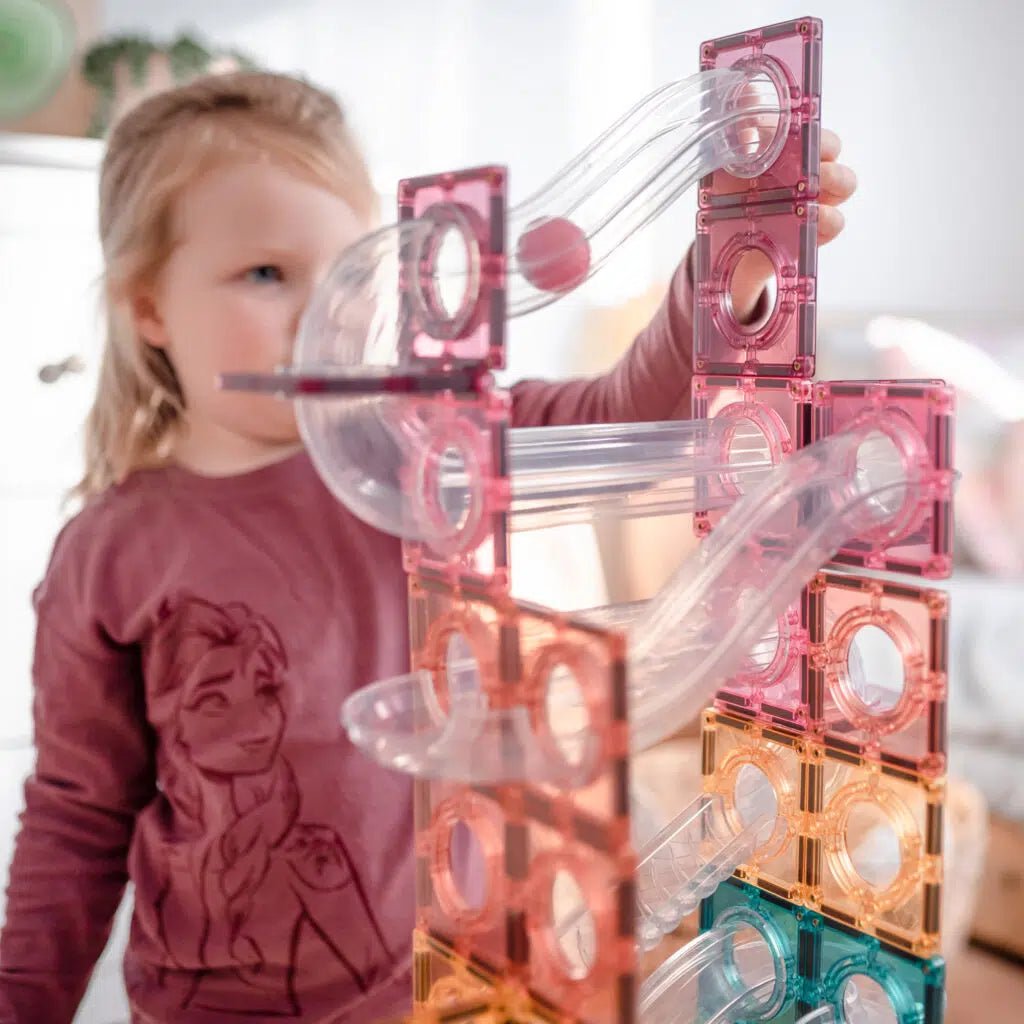 106 Piece Pastel Ball Run Pack by Connetix - Maude Kids Decor, children's toys, magnetic tiles