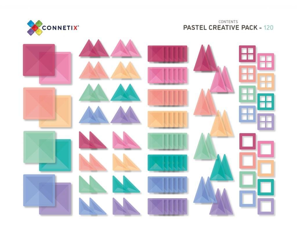 120 Piece Pastel Magnetic Tile Creative Pack by Connetix - Maude Kids Decor