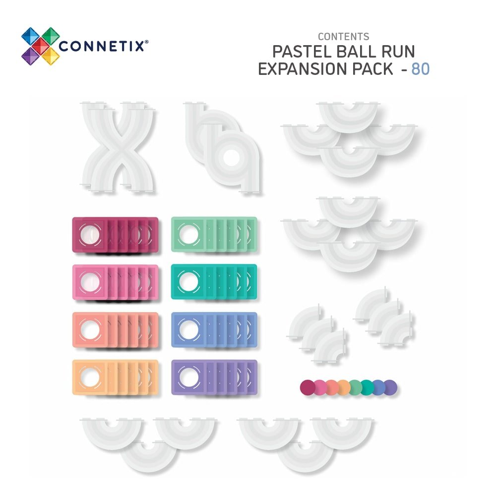 80 Piece Pastel Ball Run Expansion Pack by Connetix - Maude Kids Decor